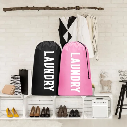 Miniatura 8 de Paquete de 2 bolsas de lavandería de viaje XL, organizador de ropa sucia lavable a máquina, lo suficientemente grande como para contener 4 cargas