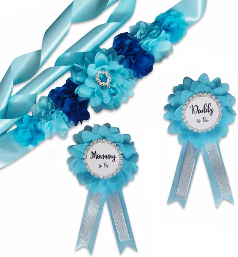 Miniatura 9 de Juego de 3 pines de ramillete y ramillete de maternidad, para mamá y papá, ramillete y diamantes de imitación de flores para embarazo, accesorios