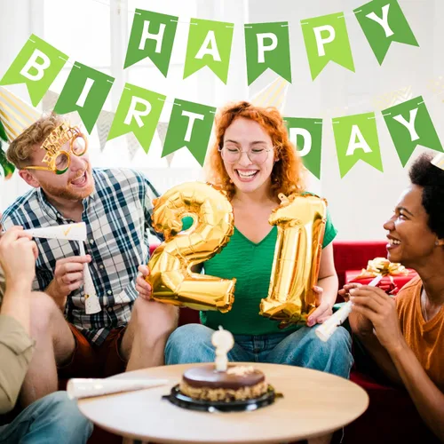 Miniatura 6 de Pancarta Negra de Feliz Cumpleaños Letrero Banderín Guirnalda de Feliz Cumpleaños para Niños Niña Mujer Cumpleaños Decoraciones de Fiesta de Té