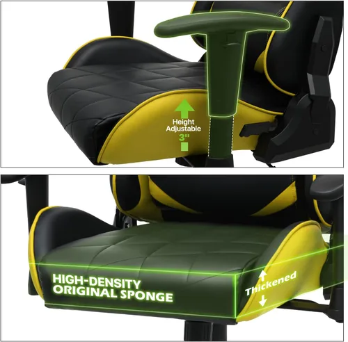 Miniatura 7 de Magshion Silla para juegos, silla reclinable de 90° a 130° con respaldo alto con soporte lumbar, ergonómica para adultos, reclinable, altura