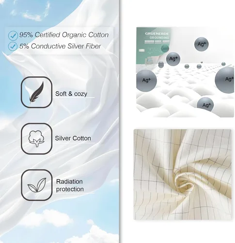 Miniatura 5 de Funda de almohada con cable de conexión a tierra de 15 pies, funda de almohada conductora de fibra plateada para un mejor sueño, aumenta la energía