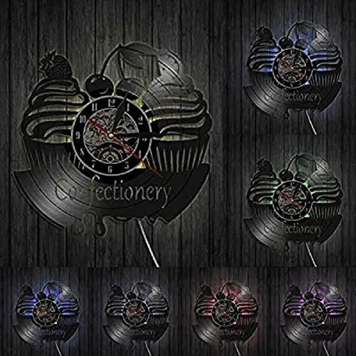 Miniatura 6 de Sweets - Lámpara de pared contemporánea para colgar, reloj con diseño de dulces navideños, relojes de panadería, decoración de pared, idea de disco