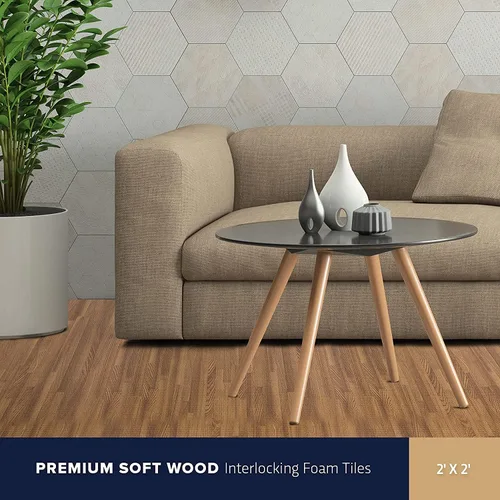 Miniatura 2 de IncStores baldosas de madera blanda de 2' x 2' con bordes