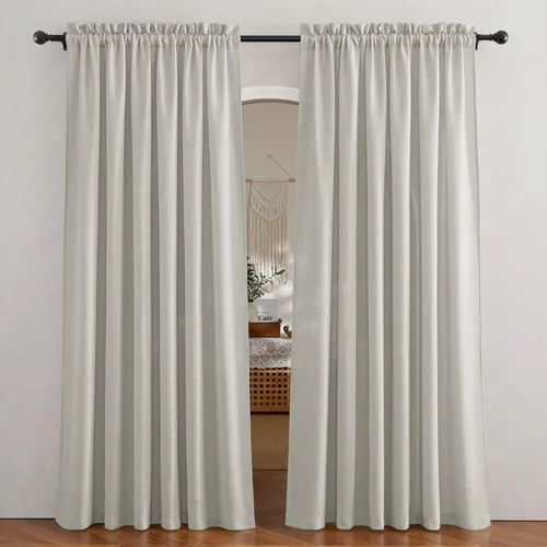 Miniatura 87 de RYB HOME Cortinas extralargas de 108 pulgadas de largo, transpirables con bolsillo para barra, cortinas traslúcidas blancas para sala de estar