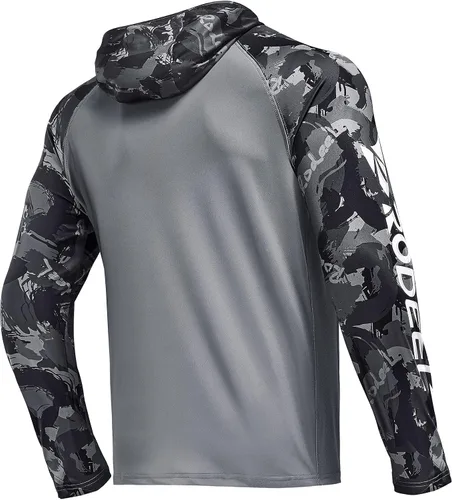 Miniatura 4 de Rodeel Camiseta de manga larga con capucha para hombre, ajuste holgado, con ventilación y protección solar UPF 50
