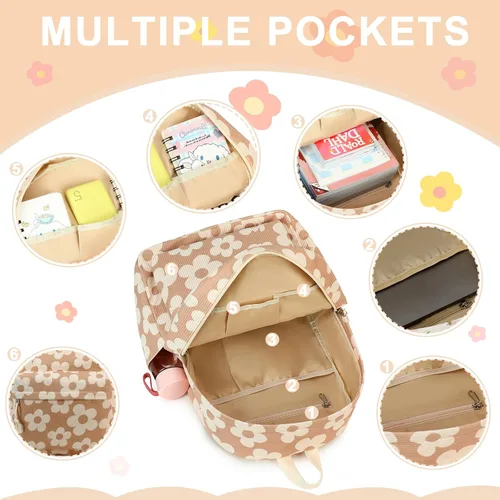 Miniatura 27 de LOIDOU Mochila para adolescentes y niñas, mochila escolar con lonchera y estuche para lápices, juego de bolsas escolares 3 en 1