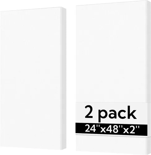 Miniatura 14 de Olanglab Paneles Acústicos Absorbentes de Sonido para Pared, Paquete de 2, Paneles de Amortiguación de Sonido de Fibra de Vidrio de 2'' 24''x48