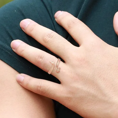 Miniatura 4 de Anillo Tamba Naag ajustable energizado de cobre puro marrón para unisex