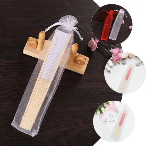 Miniatura 4 de Healifty Bolsas de regalo de organza con cordón, paquete de 50 bolsas pequeñas de malla de tul de 4.20 x 0.90 pulgadas, para bodas, fiestas, dulces