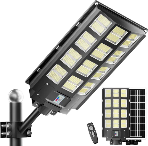 Miniatura 10 de Paquete de 3 luces solares de calle de 9500 W, 240000 lm, IP67, impermeables, del atardecer al amanecer, luces de calle solares al aire libre