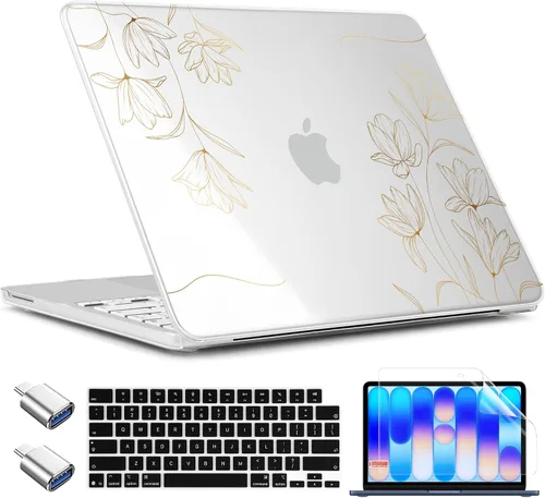Miniatura 14 de TWOLSKOO Funda para MacBook Neo de 13 pulgadas 2026 A3404 A18 Pro Chip, carcasa rígida de plástico con adaptador tipo C, 2 fundas para cámara web