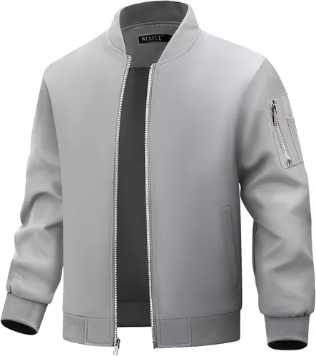 Miniatura 7 de WULFUL Chaqueta Bomber para Hombre Ligera Casual Cortavientos con Cremallera Abrigo con Bolsillo