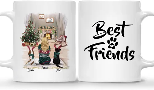 Miniatura 20 de Gossby Taza de café de Navidad personalizada con diseño de perro y mamá, regalo de Navidad personalizado para mujeres con nombre, taza de cerámica