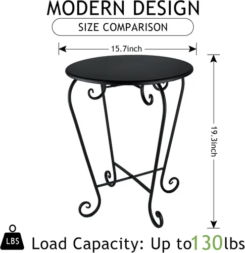 Miniatura 3 de Mesa auxiliar pequeña para patio, mesa auxiliar redonda de metal, resistente a la intemperie, antioxidante, para exteriores, para jardín, porche