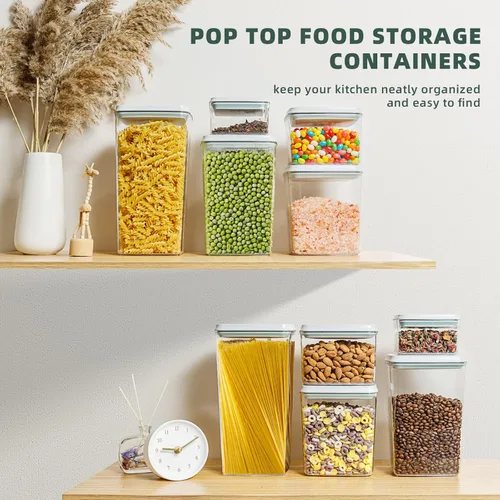Miniatura 14 de Recipientes Herméticos Pop Apilables - Paquete de 2 Recipientes de Almacenamiento de Cereales con Tapas Herméticas, Recipientes Pop Up a Prueba