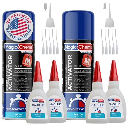 Miniatura 11 de Magic Chems - Pegamento CA con kit activador (2 pegamento de 0.8 onzas + activador de 6.7 onzas líquidas), adhesivo de cianoacrilato para impresión