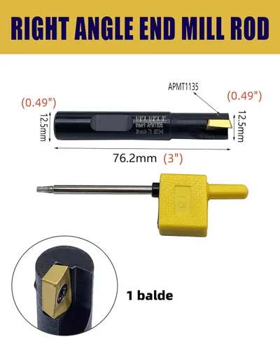 Miniatura 2 de GBJ APMT1135 Insertos de fresado de cara indexable con hombro cuadrado de 90 grados, soporte de herramienta de fresado indexable de 1/2 pulgada