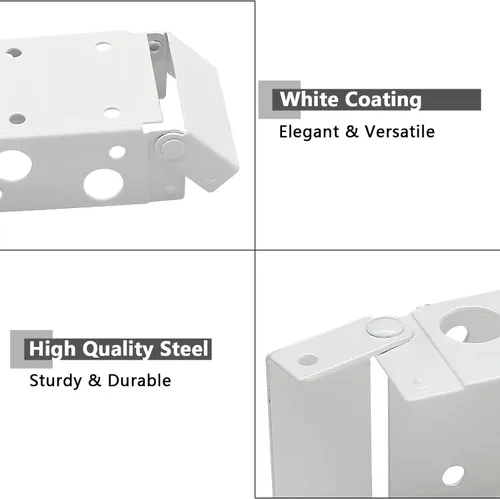 Miniatura 2 de Waziaqoc 4 soportes para persianas, 2.5 pulgadas, color blanco, de perfil bajo, soportes de montaje para barandillas de ventana, tamaño exterior