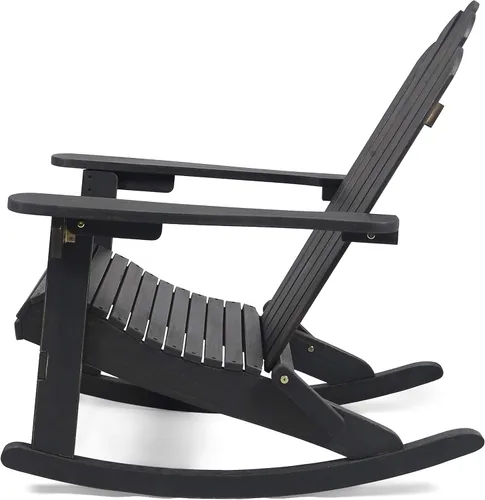 Miniatura 4 de Christopher Knight Home Cara Adirondack - Silla mecedora de madera de acacia para exteriores, acabado gris oscuro
