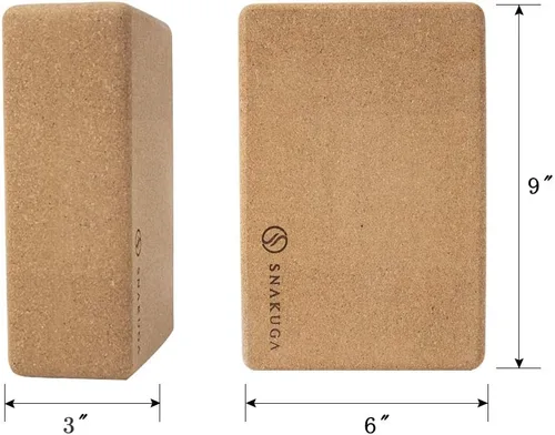 Miniatura 3 de SNAKUGA Bloque de corcho para yoga, paquete de 2 unidades para pilates, bloques antideslizantes y de alta densidad de 4 o 3 pulgadas
