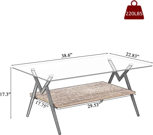 Miniatura 2 de ODUSE-DAILY Juego de mesa auxiliar y mesa auxiliar de 3 piezas, marco de metal negro, mesa auxiliar superior de cristal, estante superior cuadrado