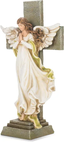 Miniatura 6 de Joseph's Studio by Roman Inc., Ángel conmemorativo con cruz, colección de jardín, estatua religiosa, santa familia, monumento, ángel, santo