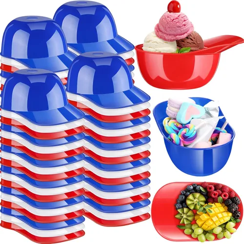 Miniatura 11 de Baderke Cuencos para gorra de béisbol de postre de helado, tazón de 8 onzas, mini tazones para casco, vasos de plástico para suministros de fiesta
