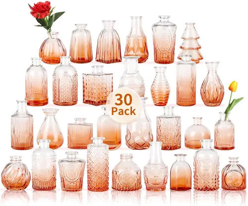 Miniatura 27 de Jarrones de Vidrio para Capullos en Juego a Granel de 30 Piezas, Pequeños Jarrones de Vidrio para Flores como Centros de Mesa de Boda para Mesas