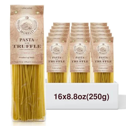 Morelli Pasta italiana de trufa Linguine - Pasta gourmet - Hecho a mano en pequeños lotes - Importado de Italia - Pasta de sémola de trigo duro -