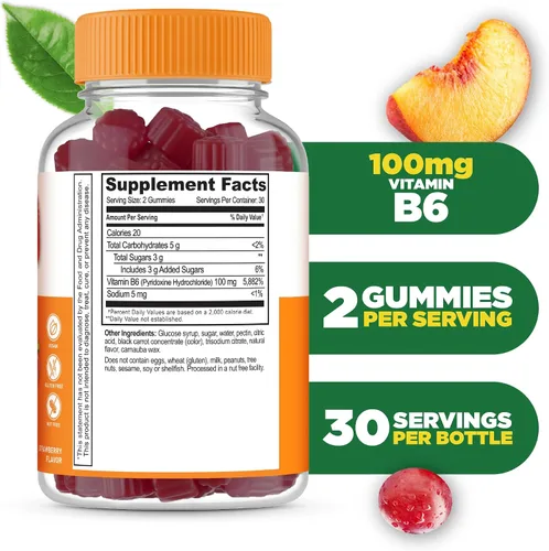 Miniatura 2 de Lifeable Gomitas de Vitamina B6 100mg Suplemento de VIT B6 de Gran Sabor Vitaminas B6 Veganas para Apoyo del Sistema Nervioso Vitamina B 6