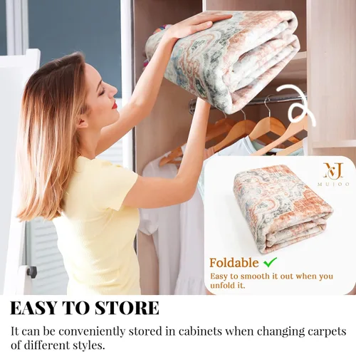 Miniatura 7 de Alfombras MUJOO de 8'x10' para sala de estar, alfombra grande lavable estilo boho, alfombra de 8'x10' para dormitorio, antideslizante, abstracta