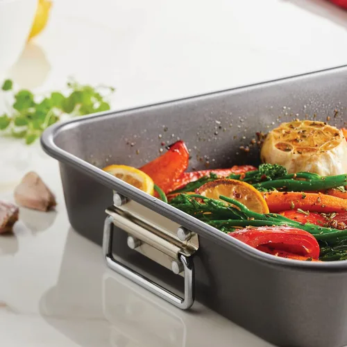 Miniatura 9 de Farberware Bakeware - Asador de acero antiadherente con estante plano, 11 pulgadas x 15 pulgadas, gris