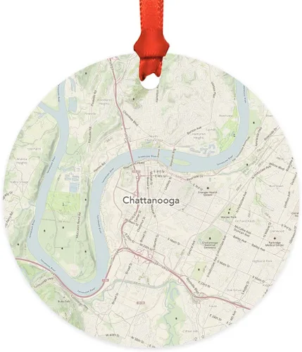 Miniatura 18 de Andaz Press Mapa de la ciudad de Estados Unidos redondo de madera natural MDF ornamento de Navidad, Akron, Ohio Vintage Mapa, 1 paquete, larga