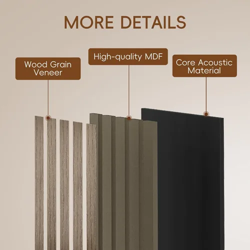 Miniatura 4 de EVERECO Paquete de 6 paneles acústicos de pared con listones de madera de 92.5 x 7.87 pulgadas, paneles de pared 3D absorbentes de sonido