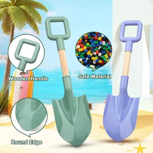 Miniatura 3 de Pala de playa con mango de madera, juguete de nieve para niños, pala de arena, juguete de arena para niños de 4 a 12 años, herramientas de Azul