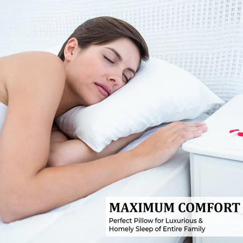 Miniatura 6 de QUBA LINEN Juego de 2 almohadas tamaño Queen de densidad media, suaves y con apoyo para personas que duermen de espalda, de lado y boca abajo