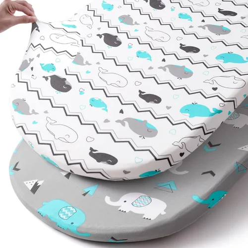 Miniatura 71 de Pack n Play Sheets, BROLEX 2 Pack Mini Crib Sheets,Stretchy Portable Fitted Playard Sheet Set, Convertible Playard Mattress Cover,Ultra Soft