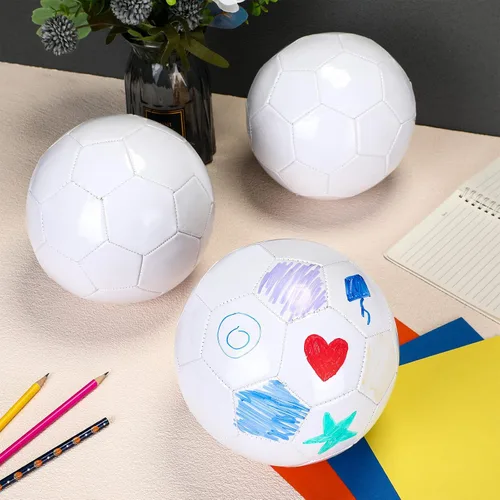Miniatura 7 de Jexine Balón de fútbol blanco blanco liso blanco donación caridad cristiana en blanco con bomba de aguja para bricolaje pintura firmas