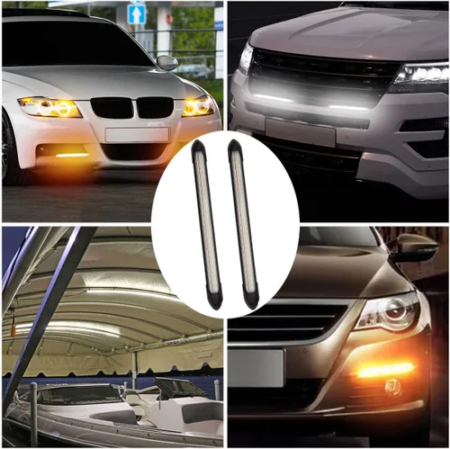 Miniatura 4 de Luces LED exteriores para automóvil, 2 piezas de tira de luz diurna flexible impermeable, faro de automóvil secuencial, señal de giro secuencial