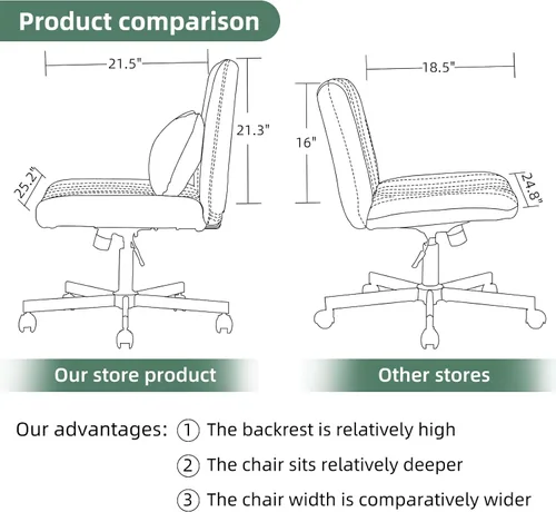 Miniatura 6 de Silla cruzada con ruedas, silla de oficina con patas cruzadas con ruedas, silla de oficina sin brazos, sillas de escritorio de terciopelo con ruedas