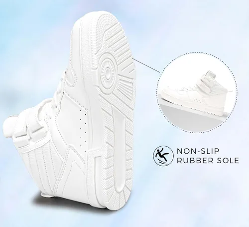 Miniatura 3 de LUCKY STEP Tenis de baloncesto de moda para mujer, botas de tobillo para caminar, zapatos de tenis con plataforma de gancho y bucle, zapatos