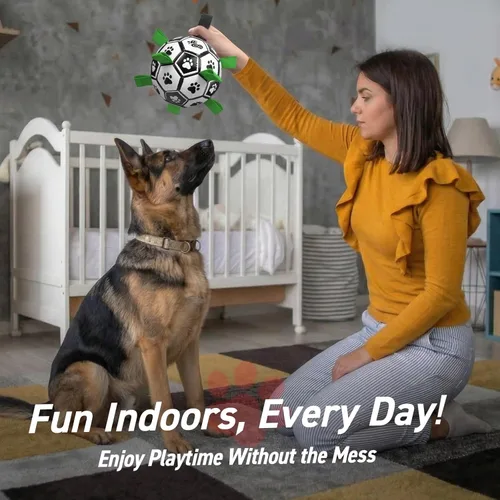 Miniatura 7 de QDAN Juguetes para perros, pelota de fútbol extragrande con correas, juguete de remolcador, juguete de agua, bolas duraderas para perros