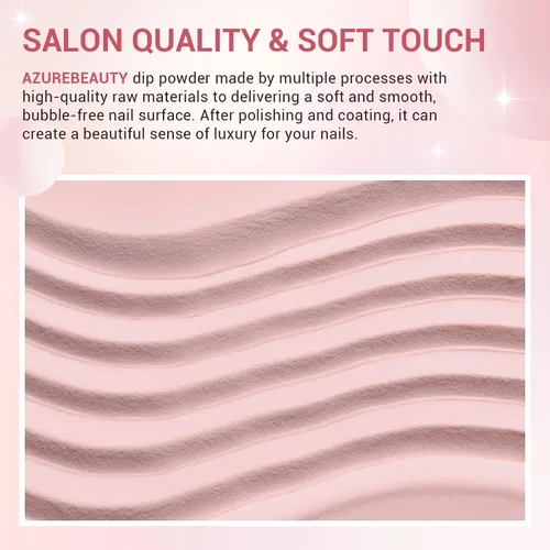 Miniatura 9 de AZUREBEAUTY Kit de iniciación de uñas en polvo de inmersión, 4 colores con purpurina rosa suave, arte de uñas francés, con capa base, capa superior