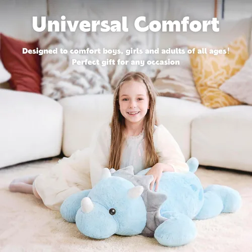 Miniatura 3 de IKASA Animal de Peluche con Peso de Dinosaurio Triceratops de 5 libras, Juguetes Suaves Gigantes Grandes Jumbo de 30 pulgadas, Tamaño Enorme Lindo