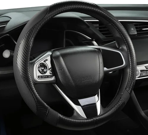 Miniatura 15 de West Llama Funda personalizada para volante de automóvil para Honda Civic, CR-Z, Insight, S2000, 14-14.25 pulgadas (negro, tamaño pequeño)