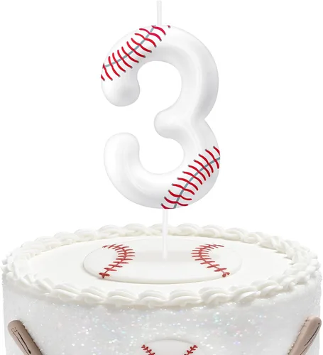 Miniatura 92 de Velas de cumpleaños con el número 0 de béisbol, decoración de pastel con temática de béisbol para niños y niñas, decoraciones de pasteles