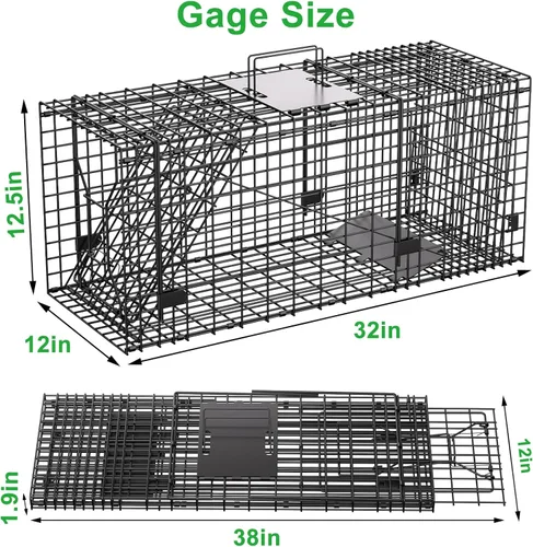 Miniatura 6 de Trampa para animales vivos VASALAID, 81 cm X 30 cm X 31.75 cm Captura y liberación, trampa humana plegable para interior y exterior para mapaches