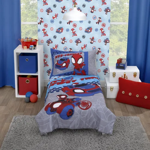 Miniatura 14 de NoJo Marvel Guardians of The Galaxy Azul Let's Rock Juego de Cama para Niños Pequeños de 4 Piezas - Edredón, Sábana Bajera Ajustable, Sábana
