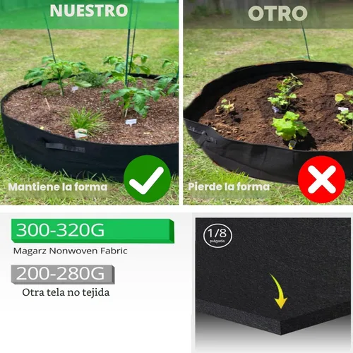 Miniatura 3 de ZtohPyo Bolsas de Cultivo de Plantas de 15 Galones, Macetas de Jardín Elevadas Redondas de Tela con 2 Asas, Contenedor de Jardinería de Tela