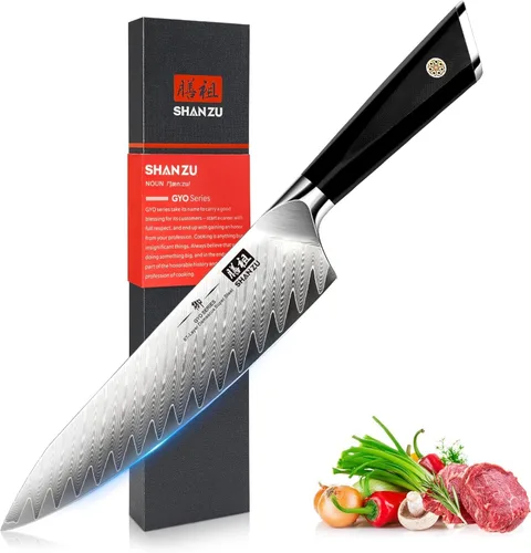 Miniatura 11 de SHAN ZU Cuchillo de pelar Damasco Cuchillo de fruta de 4 pulgadas Cuchillos de cocina profesional, Cuchillos de tallado de frutas de Damasco japonés